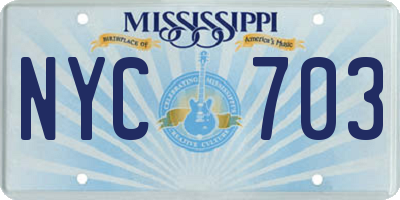 MS license plate NYC703