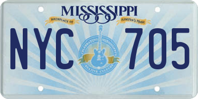 MS license plate NYC705