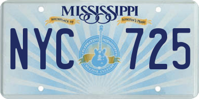 MS license plate NYC725