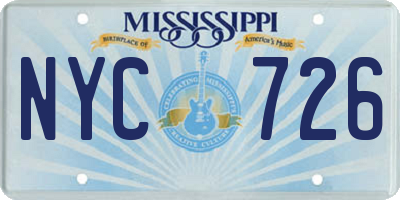 MS license plate NYC726