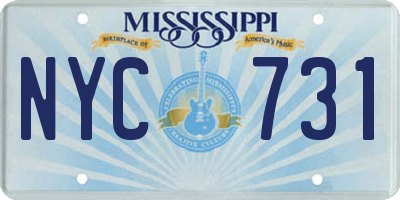 MS license plate NYC731