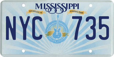 MS license plate NYC735