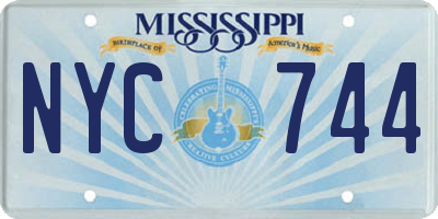 MS license plate NYC744