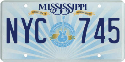 MS license plate NYC745