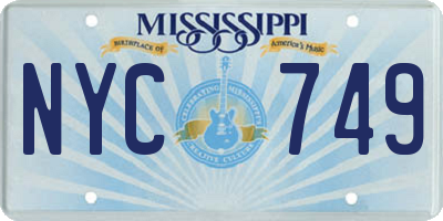 MS license plate NYC749