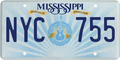 MS license plate NYC755