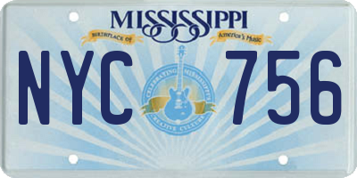 MS license plate NYC756