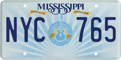 MS license plate NYC765