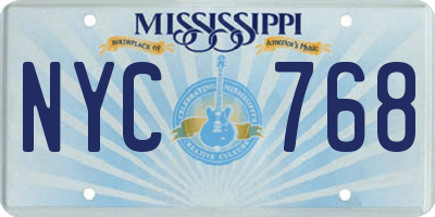 MS license plate NYC768
