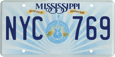 MS license plate NYC769