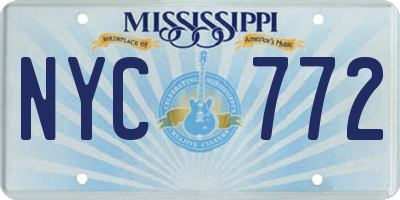 MS license plate NYC772