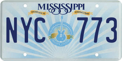 MS license plate NYC773