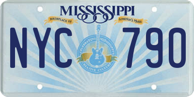 MS license plate NYC790