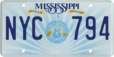 MS license plate NYC794