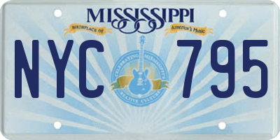 MS license plate NYC795