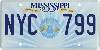 MS license plate NYC799