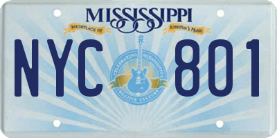 MS license plate NYC801
