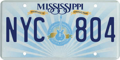 MS license plate NYC804