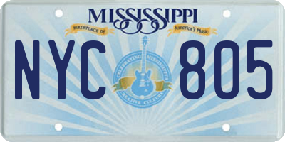 MS license plate NYC805