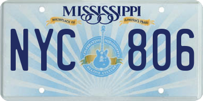 MS license plate NYC806