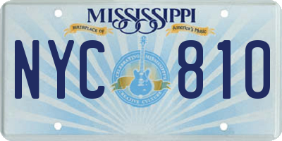 MS license plate NYC810