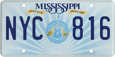 MS license plate NYC816