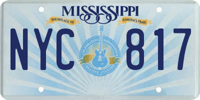 MS license plate NYC817