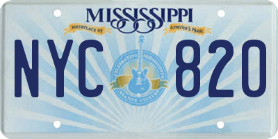 MS license plate NYC820