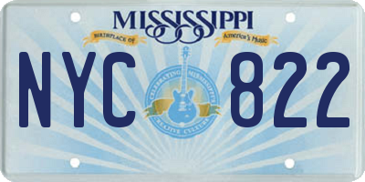 MS license plate NYC822