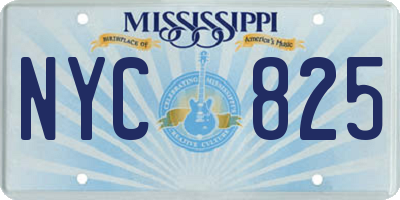 MS license plate NYC825