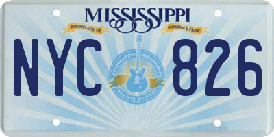 MS license plate NYC826