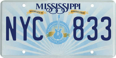 MS license plate NYC833