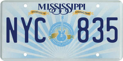 MS license plate NYC835