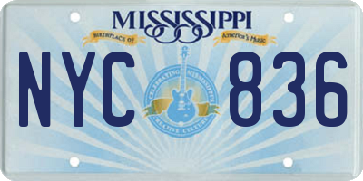 MS license plate NYC836