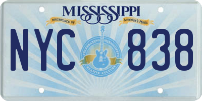 MS license plate NYC838