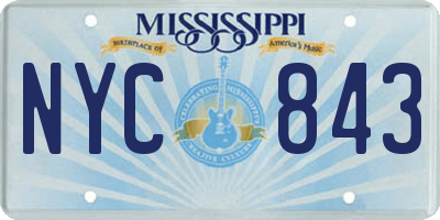 MS license plate NYC843