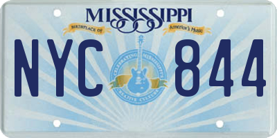 MS license plate NYC844