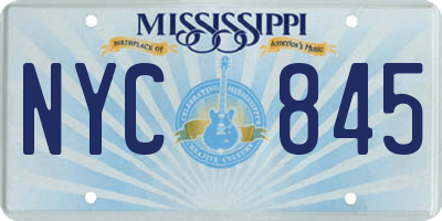 MS license plate NYC845