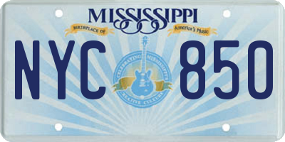 MS license plate NYC850