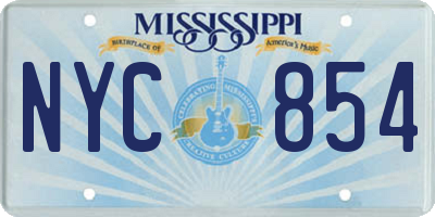MS license plate NYC854