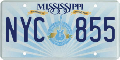 MS license plate NYC855