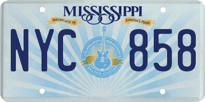 MS license plate NYC858