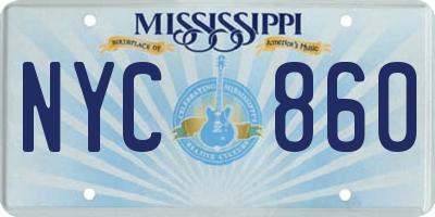 MS license plate NYC860