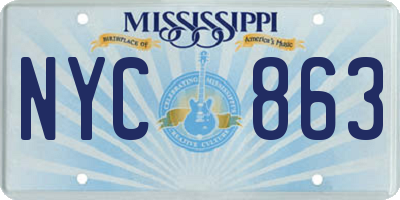 MS license plate NYC863