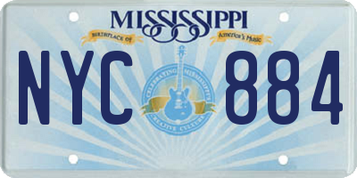 MS license plate NYC884