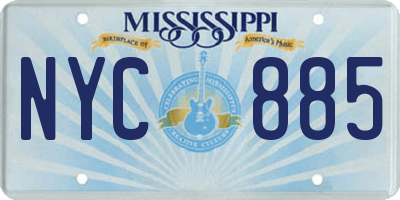 MS license plate NYC885