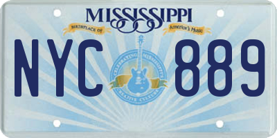 MS license plate NYC889