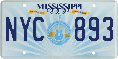 MS license plate NYC893