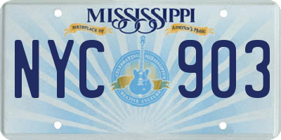 MS license plate NYC903