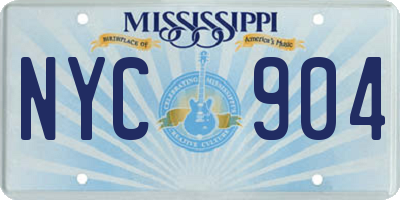 MS license plate NYC904